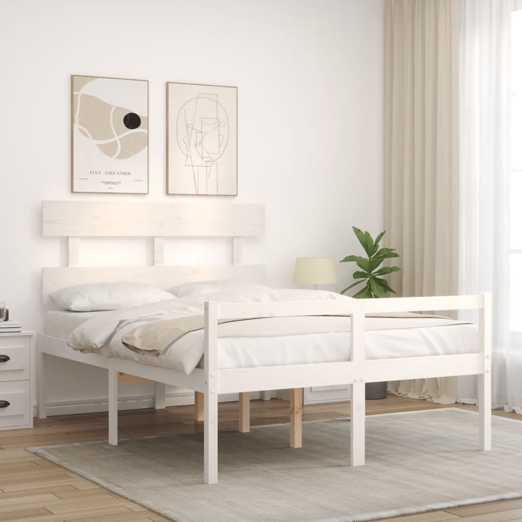 seniorseng med sengegavl 120x200 cm massivt træ hvid
