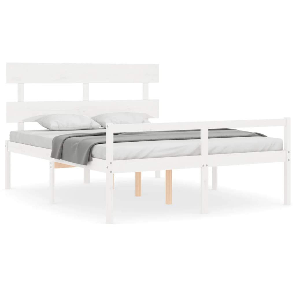 seniorseng med sengegavl 160x200 cm massivt træ hvid