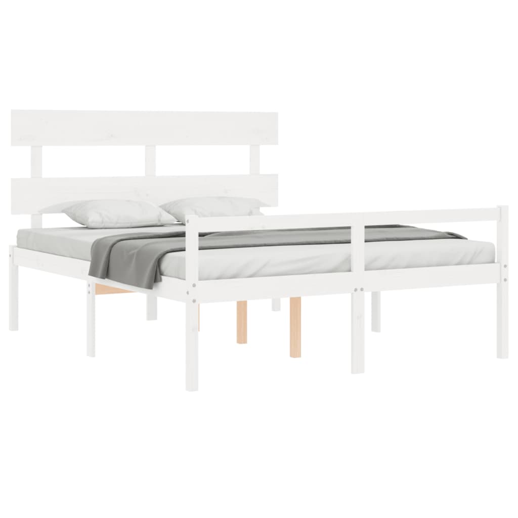 seniorseng med sengegavl 160x200 cm massivt træ hvid
