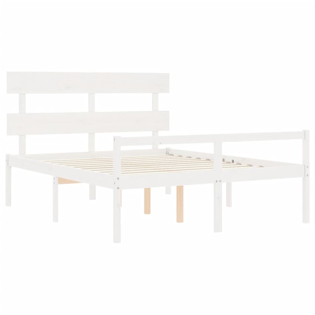 seniorseng med sengegavl 160x200 cm massivt træ hvid