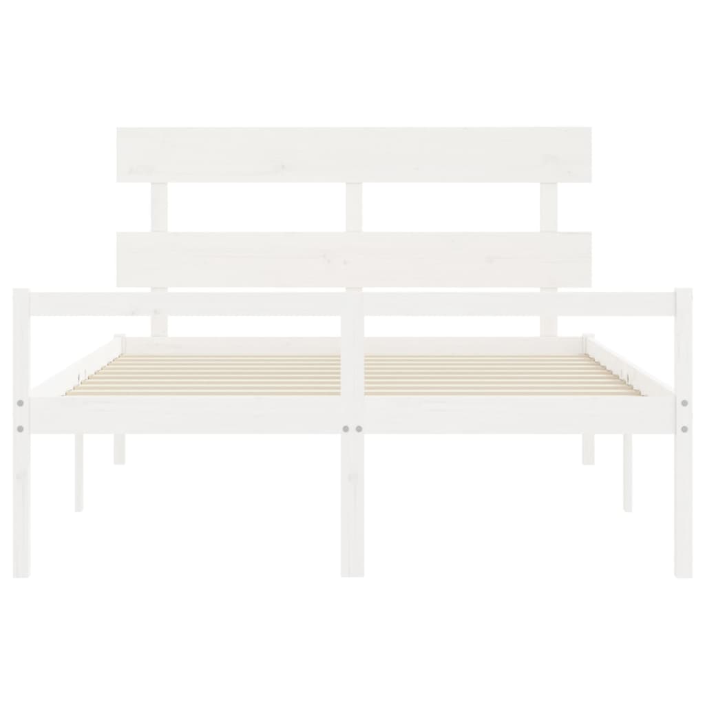 seniorseng med sengegavl 160x200 cm massivt træ hvid