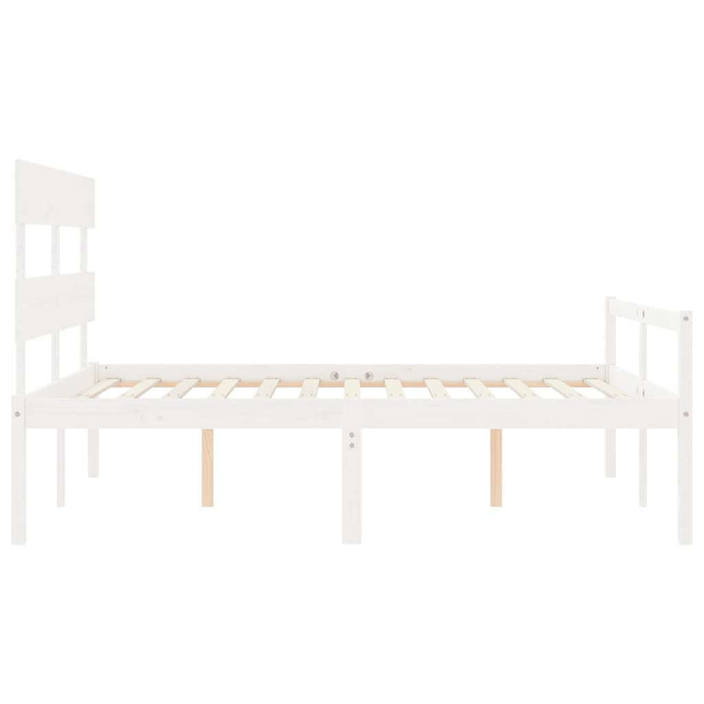 seniorseng med sengegavl 160x200 cm massivt træ hvid
