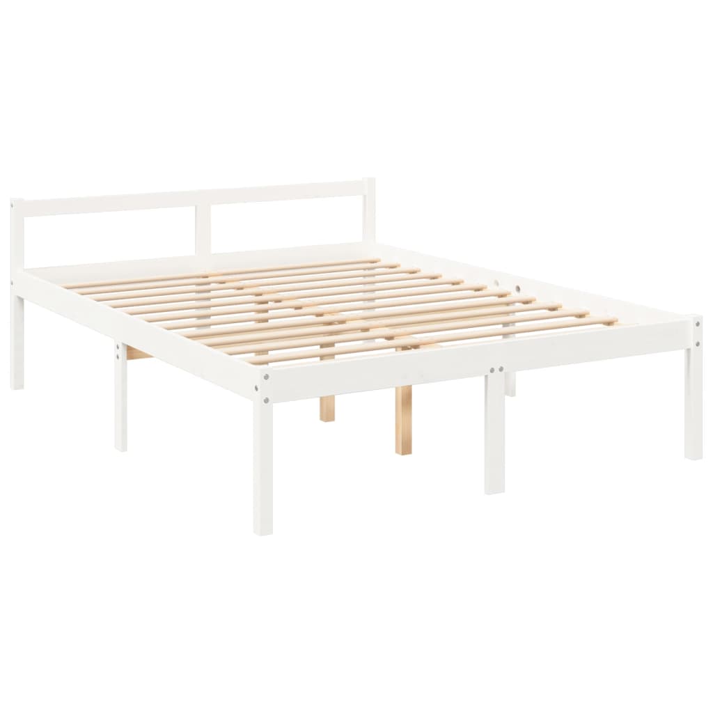 seniorseng med sengegavl 160x200 cm massivt træ hvid