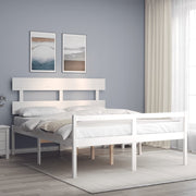 seniorseng med sengegavl 160x200 cm massivt træ hvid