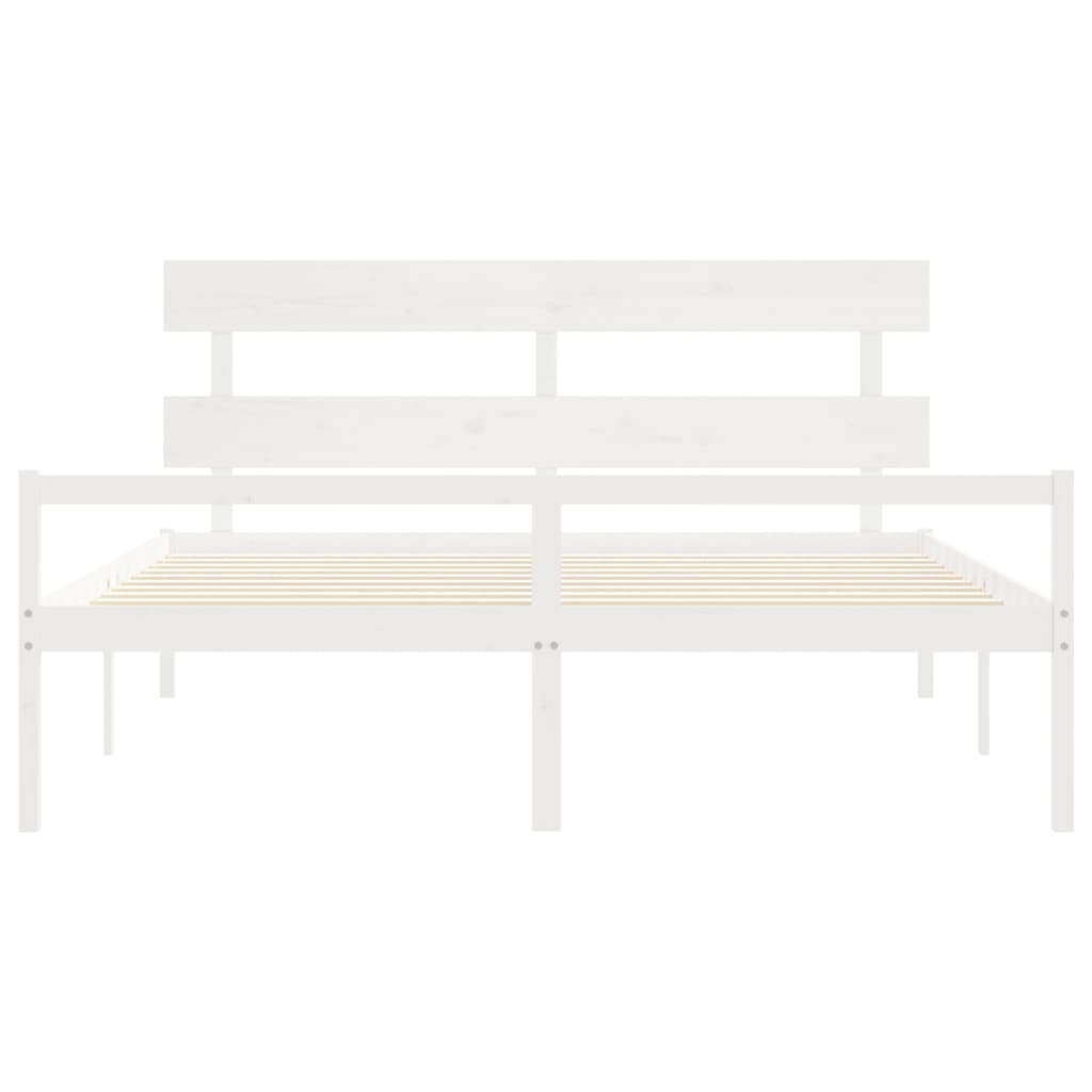 seniorseng med sengegavl 200x200 cm massivt træ hvid