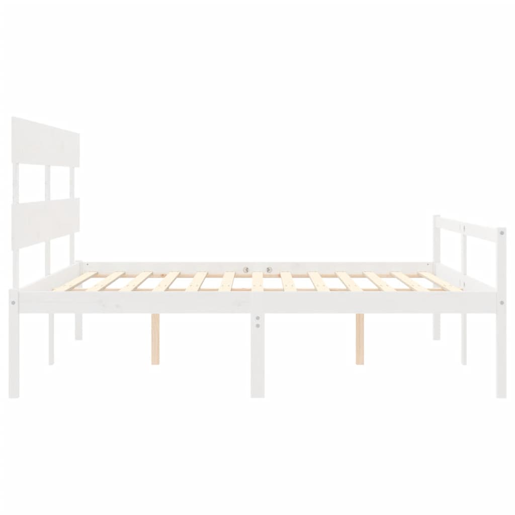 seniorseng med sengegavl 200x200 cm massivt træ hvid