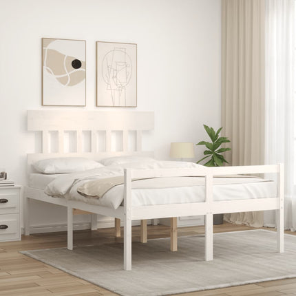seniorseng med sengegavl 140x200 cm massivt træ hvid