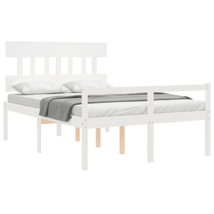 seniorseng med sengegavl 140x200 cm massivt træ hvid