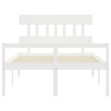 seniorseng med sengegavl 140x200 cm massivt træ hvid