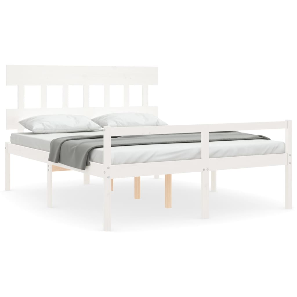 seniorseng med sengegavl 160x200 cm massivt træ hvid