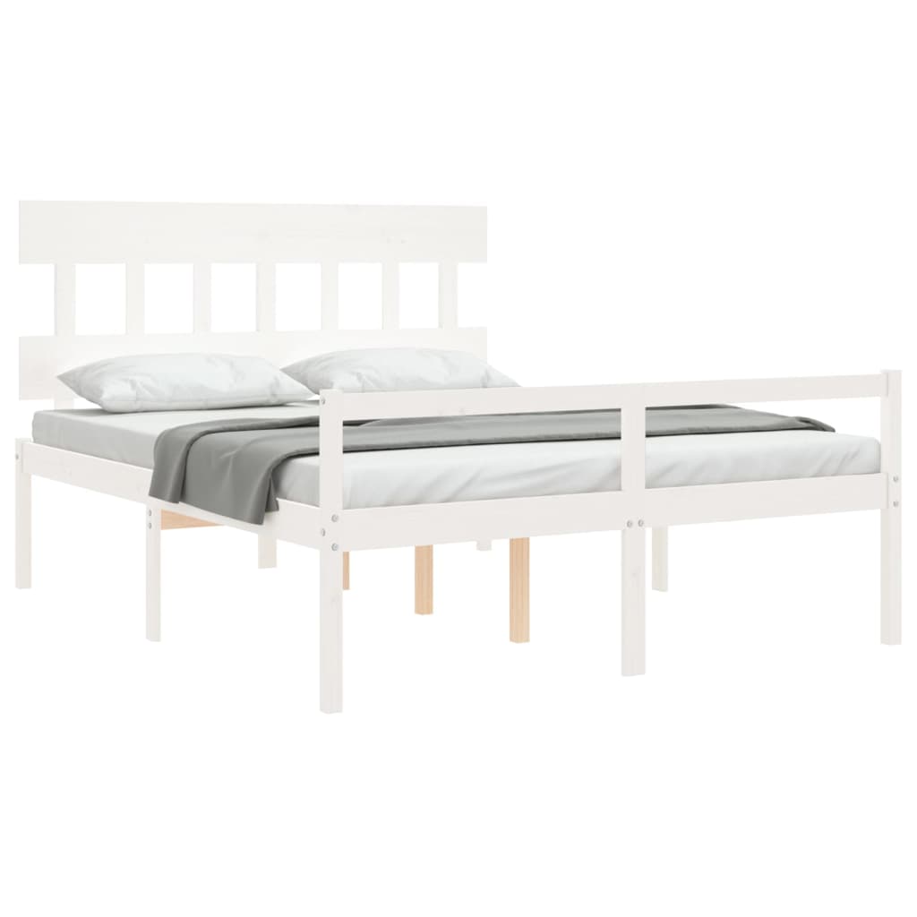 seniorseng med sengegavl 160x200 cm massivt træ hvid