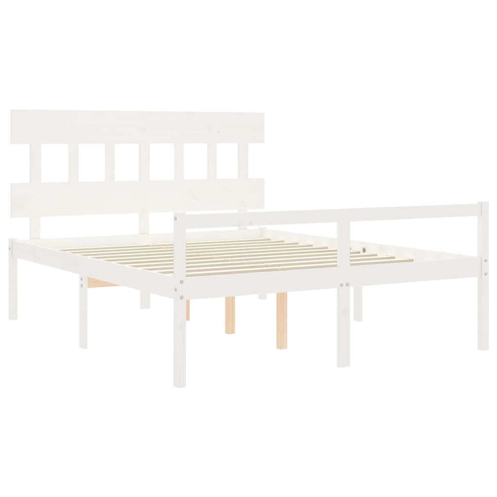 seniorseng med sengegavl 160x200 cm massivt træ hvid