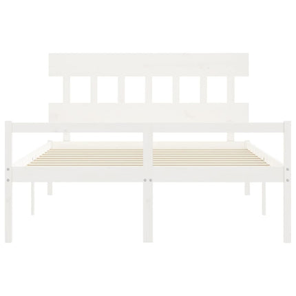 seniorseng med sengegavl 160x200 cm massivt træ hvid