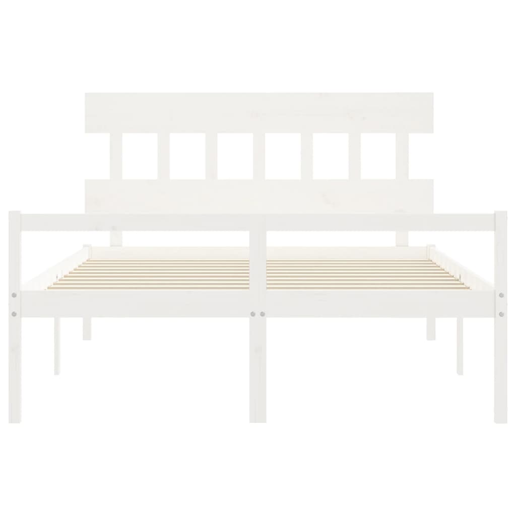 seniorseng med sengegavl 160x200 cm massivt træ hvid