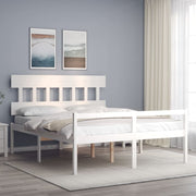 seniorseng med sengegavl 160x200 cm massivt træ hvid