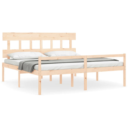 seniorseng med sengegavl 200x200 cm massivt træ