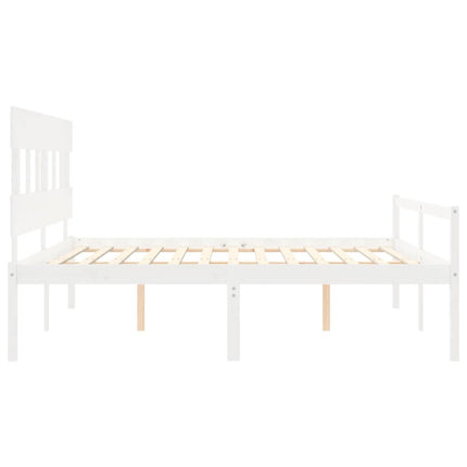 seniorseng med sengegavl 200x200 cm massivt træ hvid