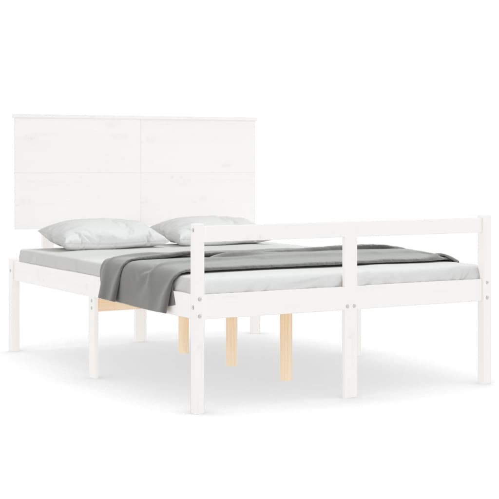 seniorseng med sengegavl 140x190 cm massivt træ hvid