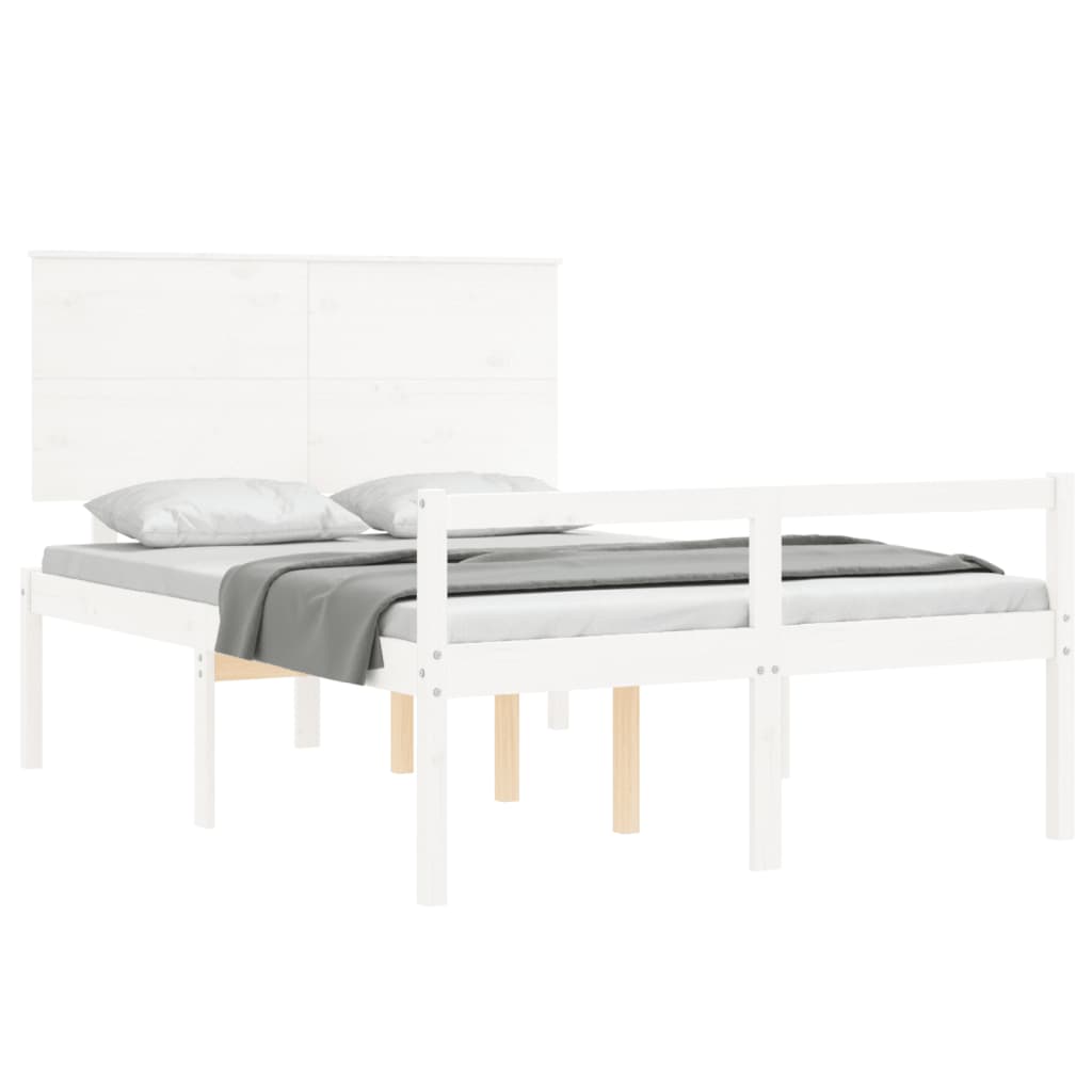 seniorseng med sengegavl 140x190 cm massivt træ hvid