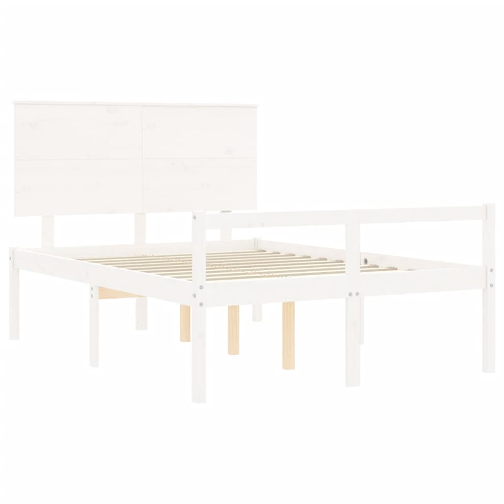 seniorseng med sengegavl 140x190 cm massivt træ hvid