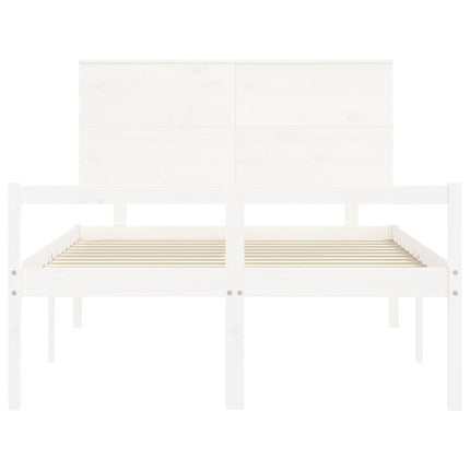 seniorseng med sengegavl 140x190 cm massivt træ hvid