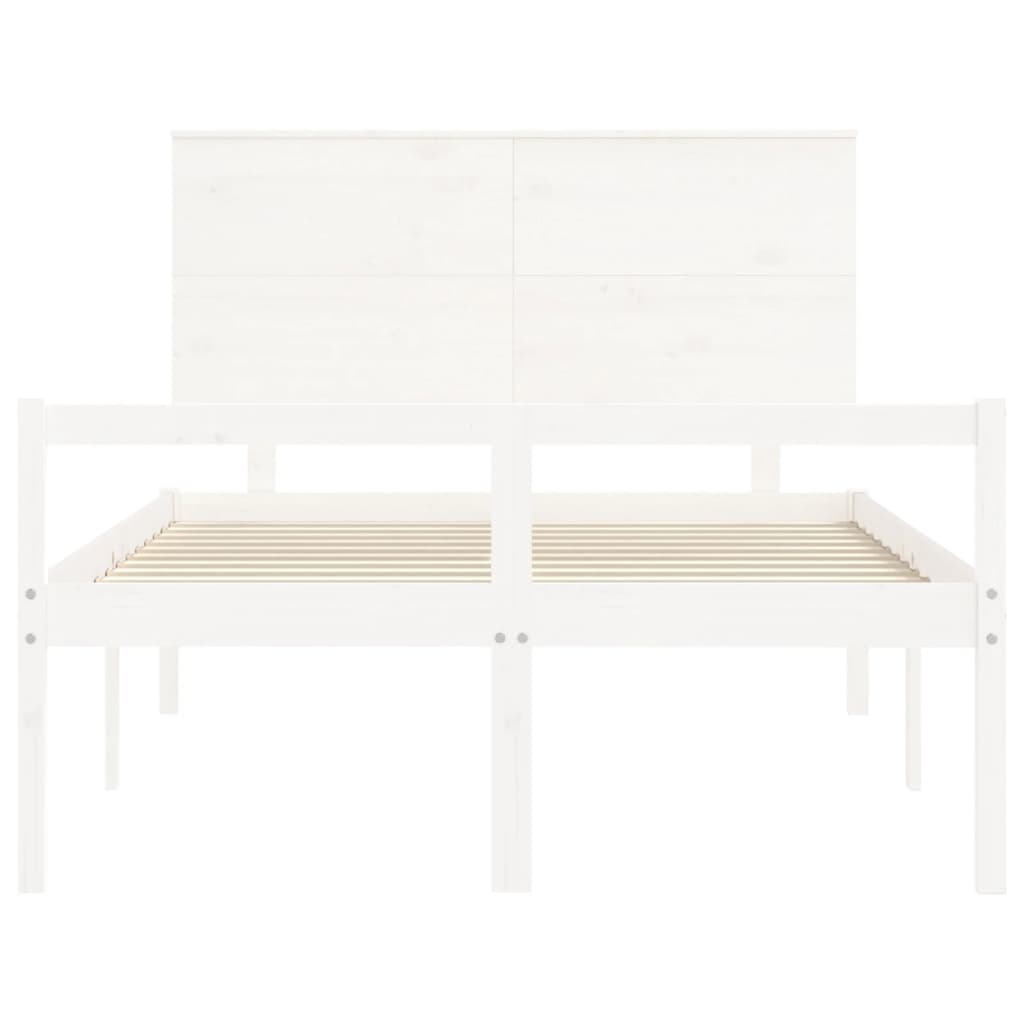 seniorseng med sengegavl 140x190 cm massivt træ hvid