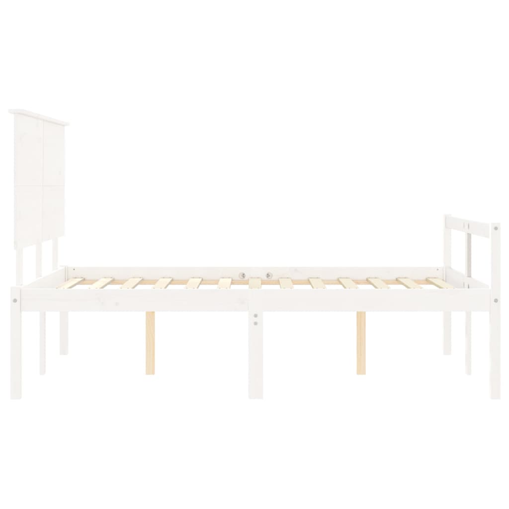 seniorseng med sengegavl 140x190 cm massivt træ hvid