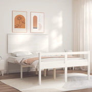 seniorseng med sengegavl 140x190 cm massivt træ hvid