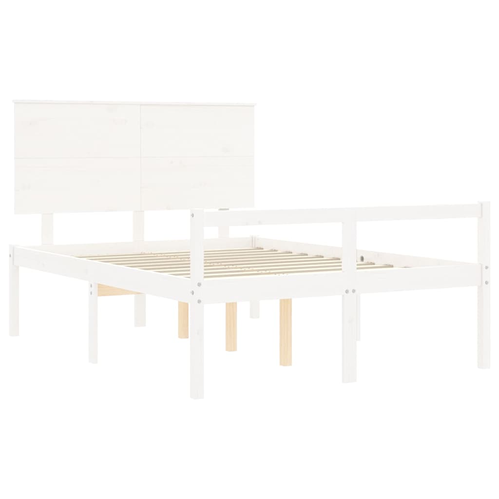 seniorseng med sengegavl 140x200 cm massivt træ hvid