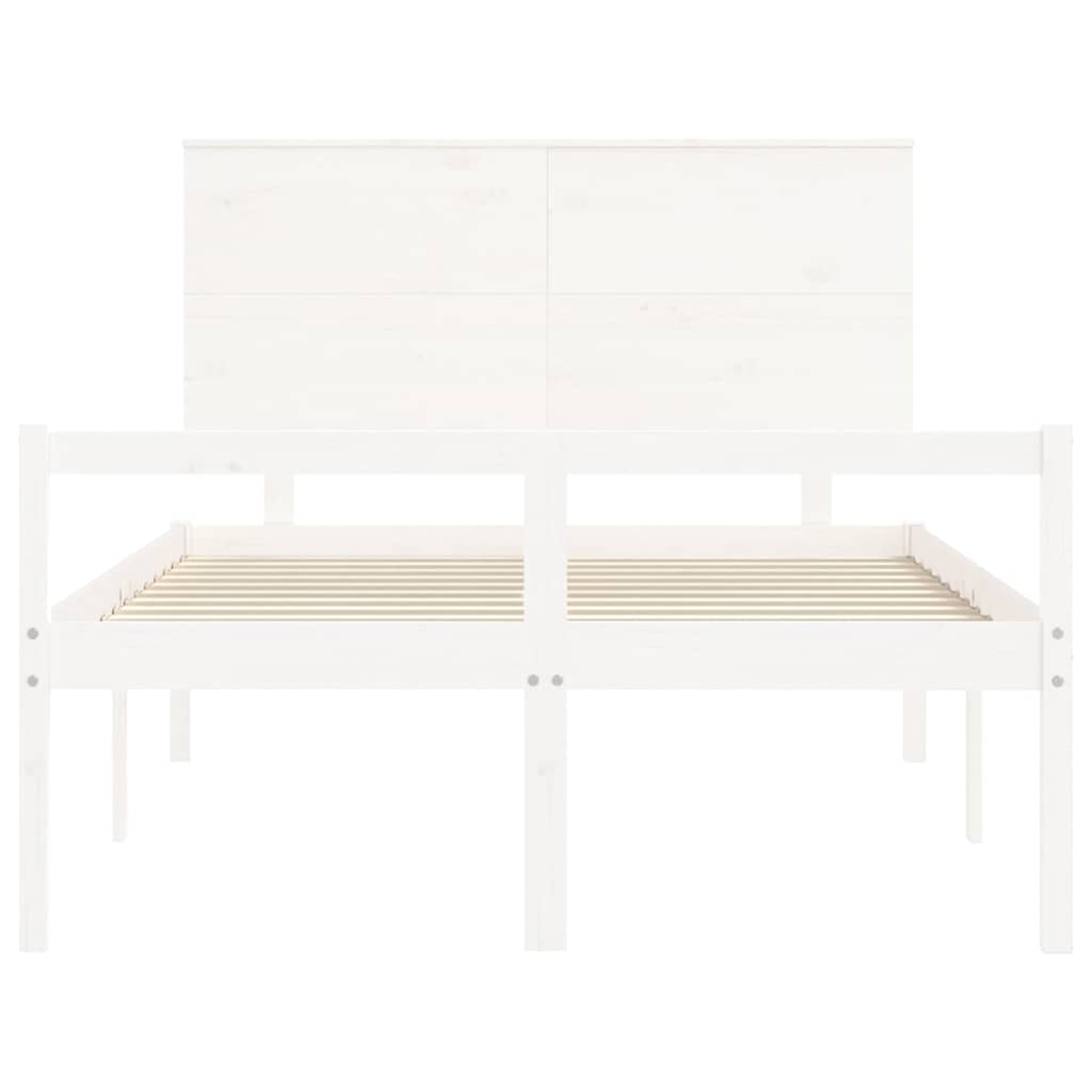 seniorseng med sengegavl 140x200 cm massivt træ hvid