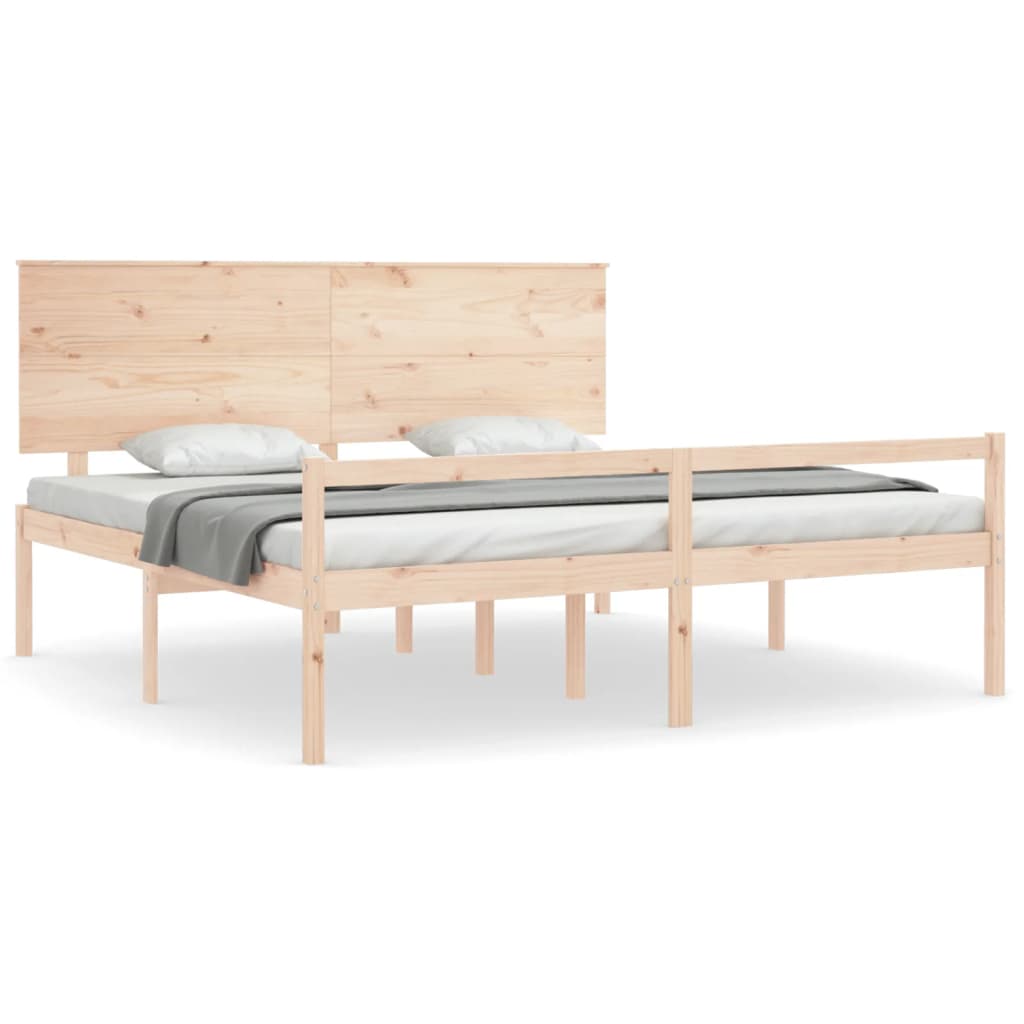 seniorseng med sengegavl 200x200 cm massivt træ