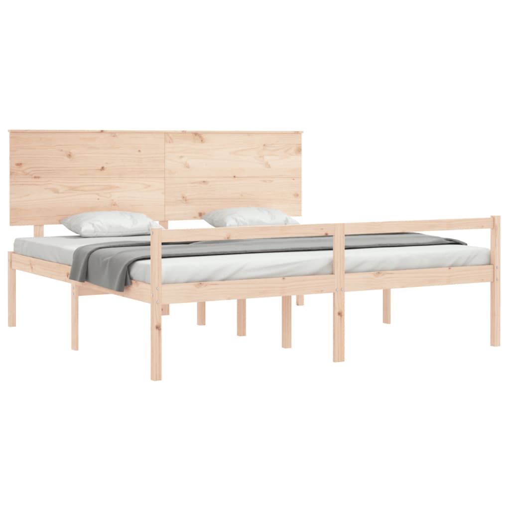seniorseng med sengegavl 200x200 cm massivt træ