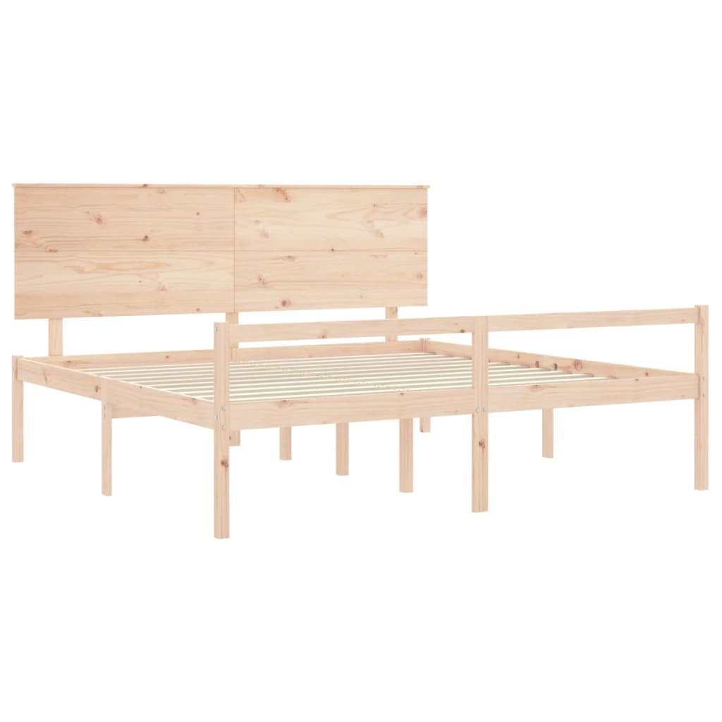 seniorseng med sengegavl 200x200 cm massivt træ