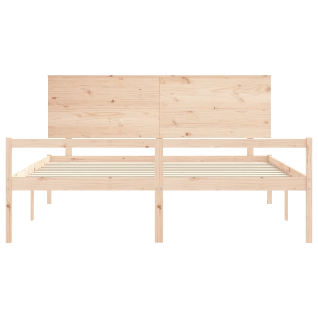 seniorseng med sengegavl 200x200 cm massivt træ