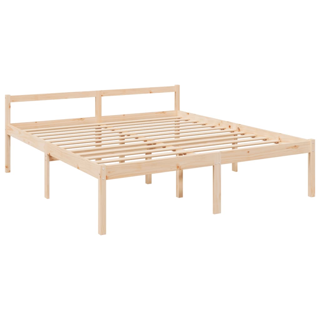 seniorseng med sengegavl 200x200 cm massivt træ