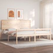 seniorseng med sengegavl 200x200 cm massivt træ