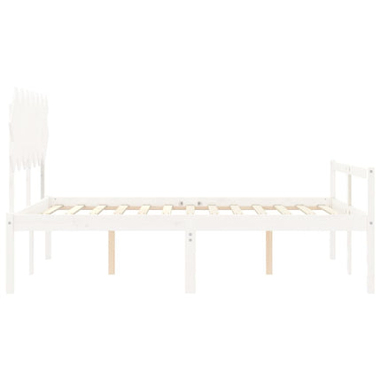 seniorseng med sengegavl 140x190 cm massivt træ hvid