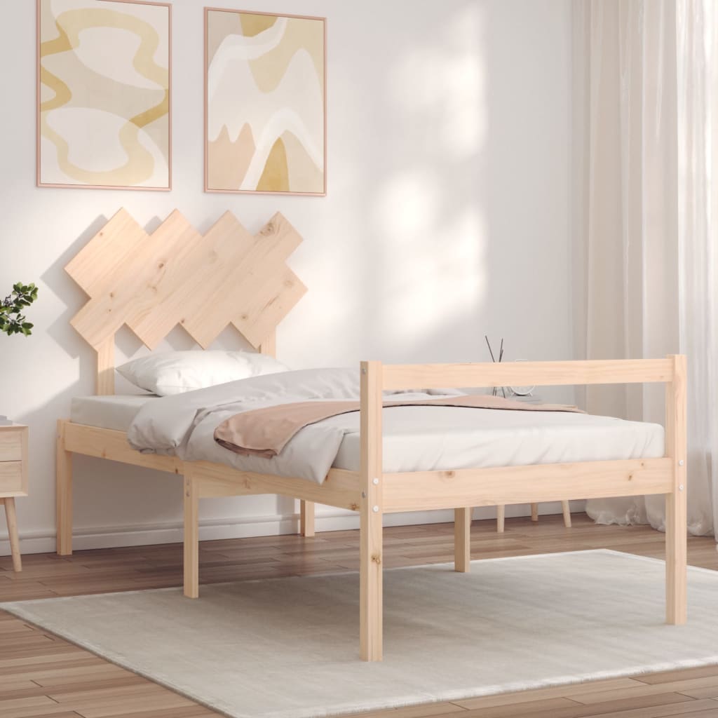seniorseng med sengegavl 90x200 cm massivt træ