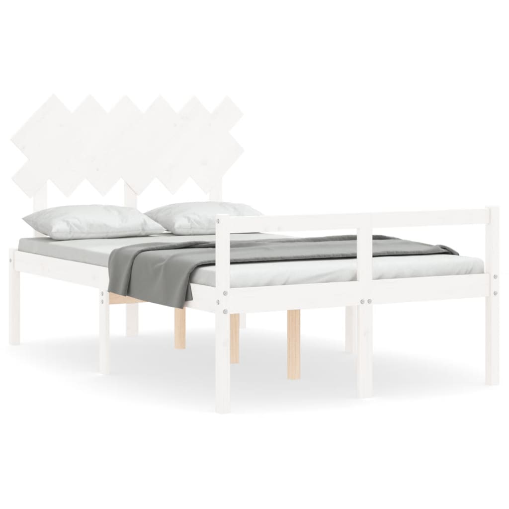 seniorseng med sengegavl 120x200 cm massivt træ hvid
