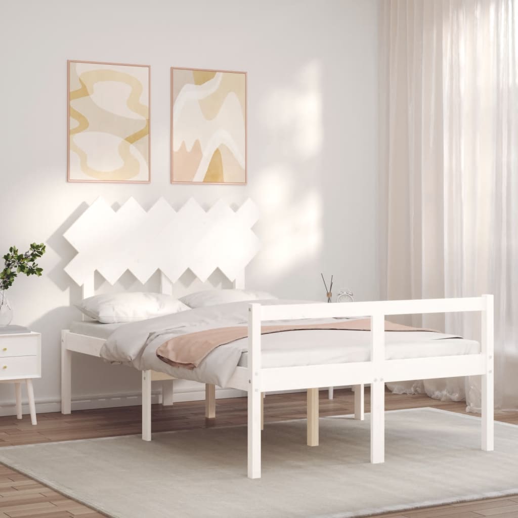 seniorseng med sengegavl 120x200 cm massivt træ hvid
