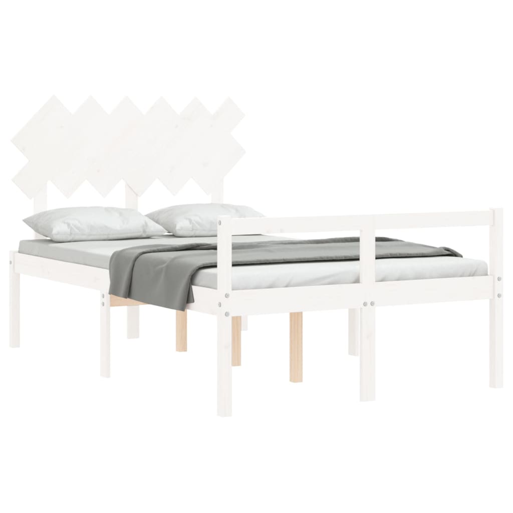 seniorseng med sengegavl 120x200 cm massivt træ hvid