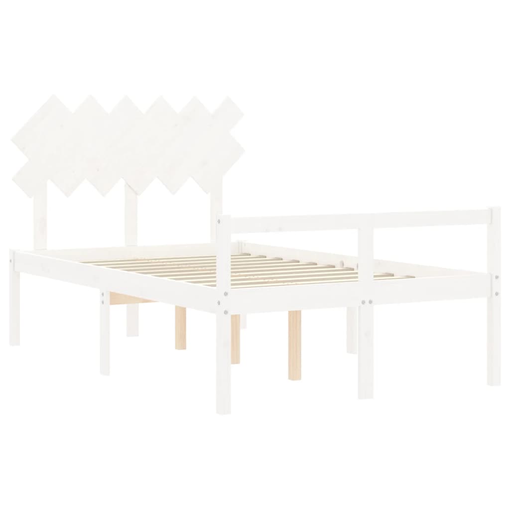 seniorseng med sengegavl 120x200 cm massivt træ hvid