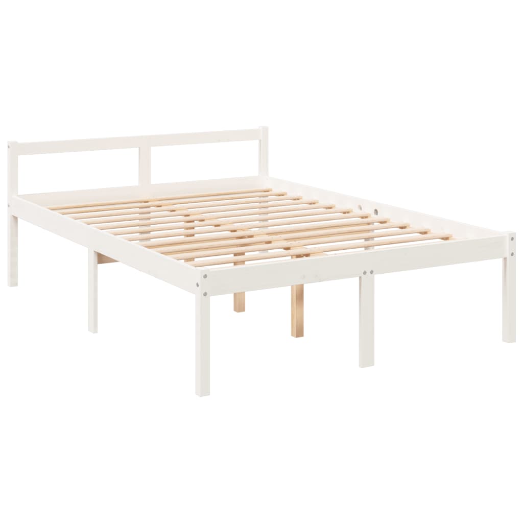 seniorseng med sengegavl 120x200 cm massivt træ hvid