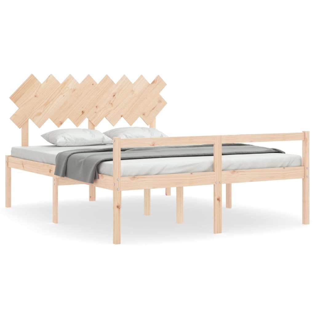 seniorseng med sengegavl 160x200 cm massivt træ