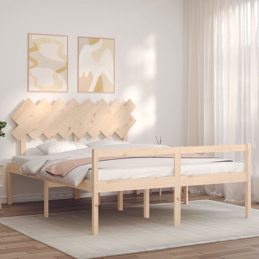seniorseng med sengegavl 160x200 cm massivt træ