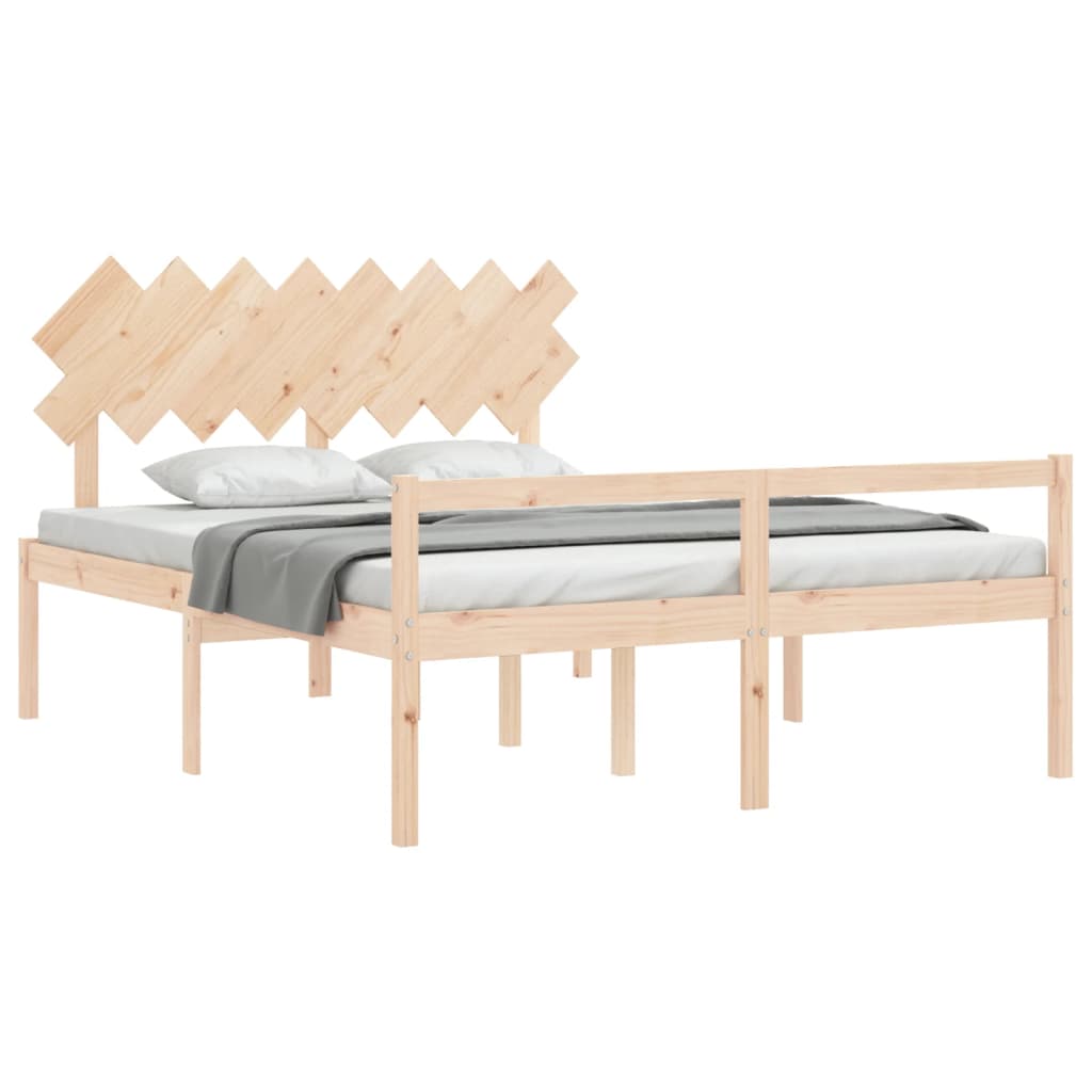 seniorseng med sengegavl 160x200 cm massivt træ
