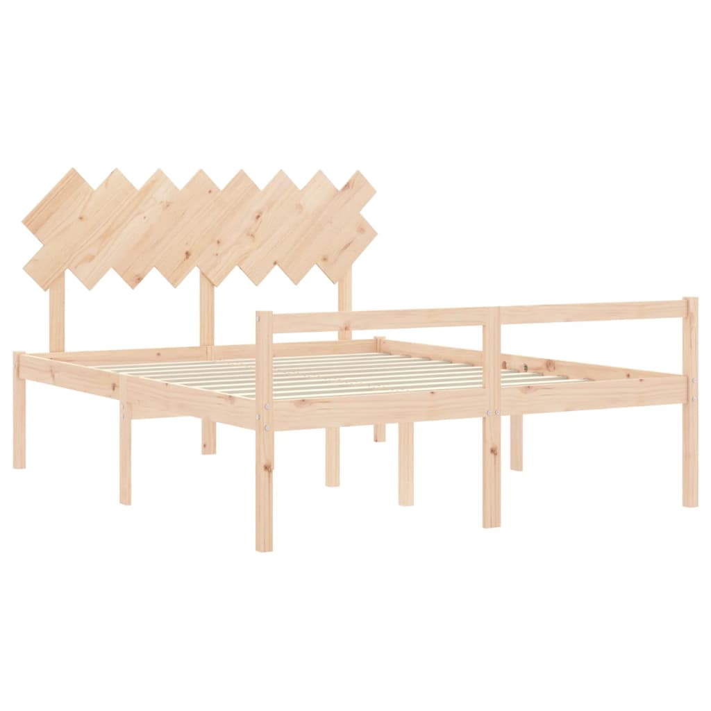seniorseng med sengegavl 160x200 cm massivt træ