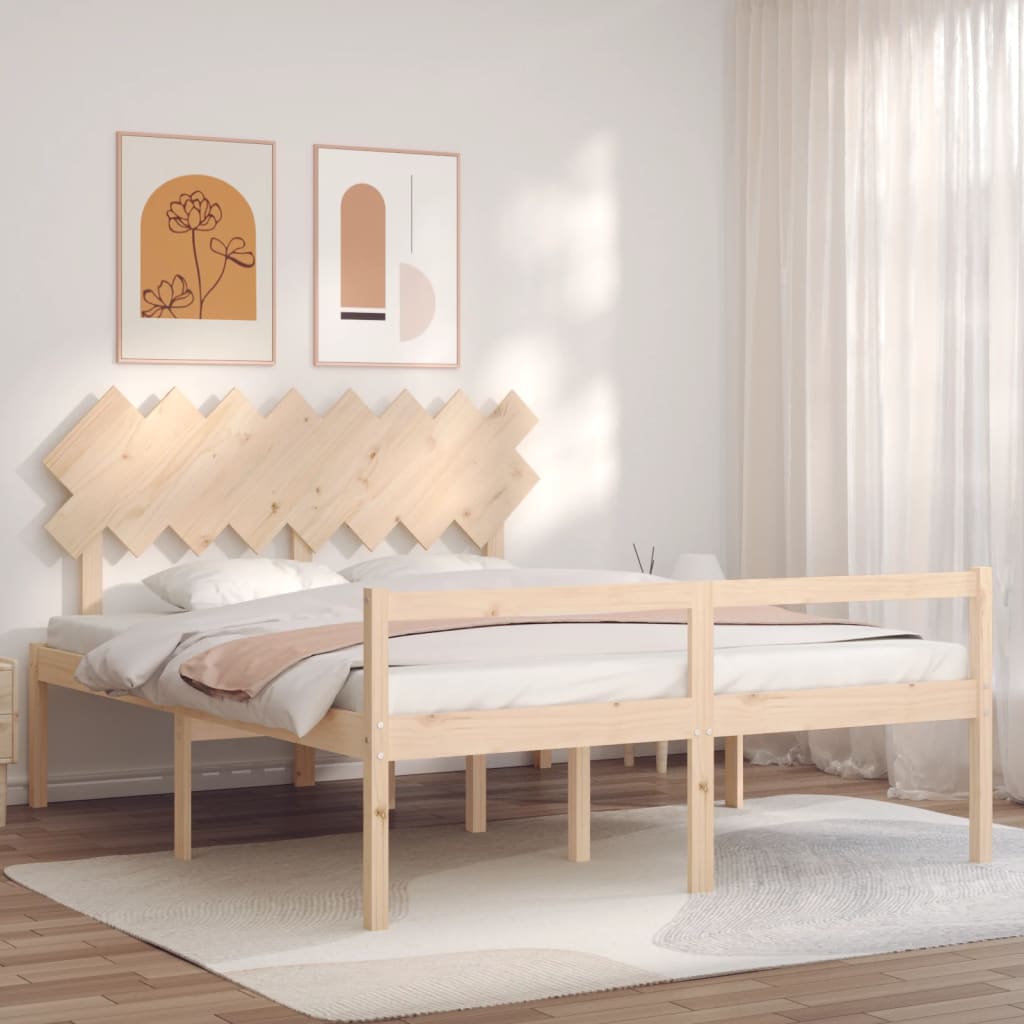 seniorseng med sengegavl 160x200 cm massivt træ