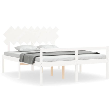 seniorseng med sengegavl 160x200 cm massivt træ hvid