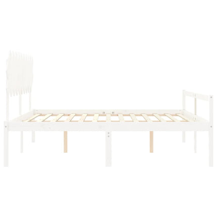 seniorseng med sengegavl 200x200 cm massivt træ hvid